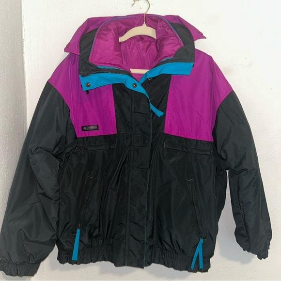 Columbia Black and Purple Bomber Jacket Insulated Weather-Resistant - Picture 1 of 5